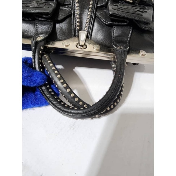 SOLD***Authentic VERSACE Embossed Frame Leather Satchel Black - Picture 6 of 15